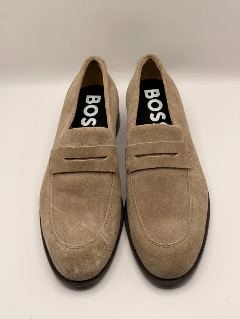 BOSS Mens Medium Beige Penny Loafer Sz 7.5